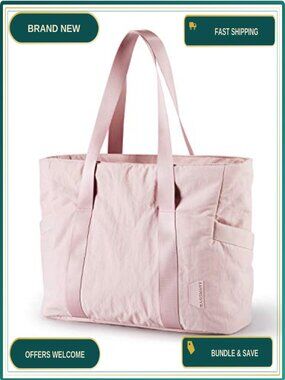 BAGSMART Gym Tote Bag Women 24L Travel Tote Yoga Mat Strap Laptop Sleeve
